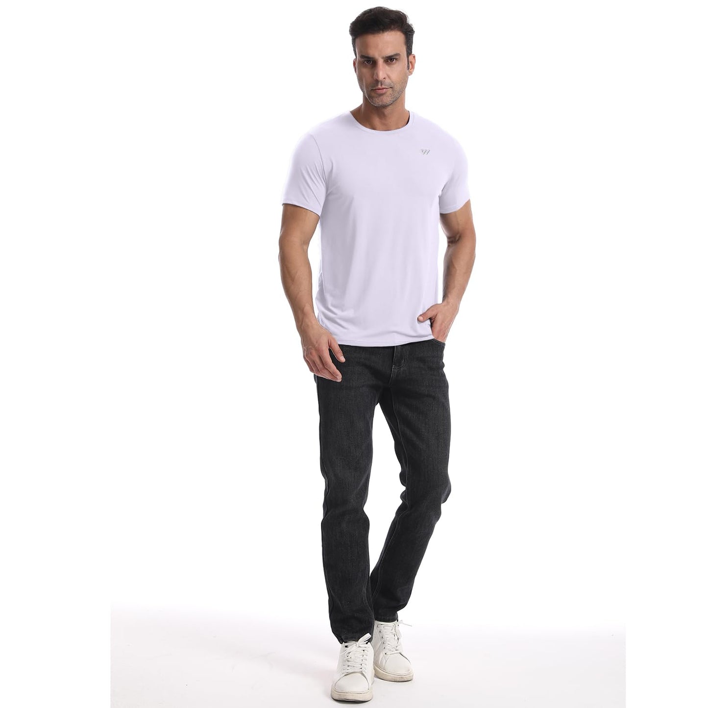 Wulibike Mens Active Wear Crew Neck Dry-Fit Breathable Running T Shirt Moisture Wicking Activewear Shirts 3 or 5 Pack