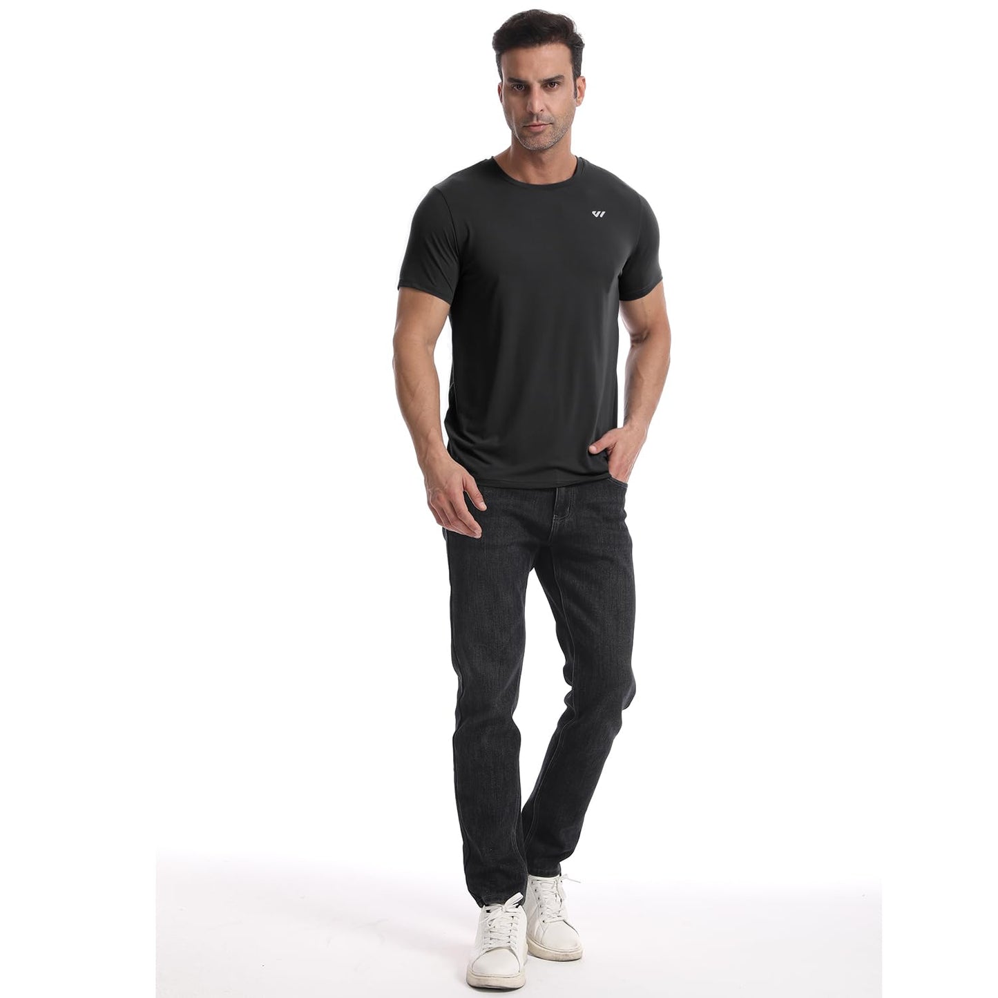 Wulibike Mens Active Wear Crew Neck Dry-Fit Breathable Running T Shirt Moisture Wicking Activewear Shirts 3 or 5 Pack