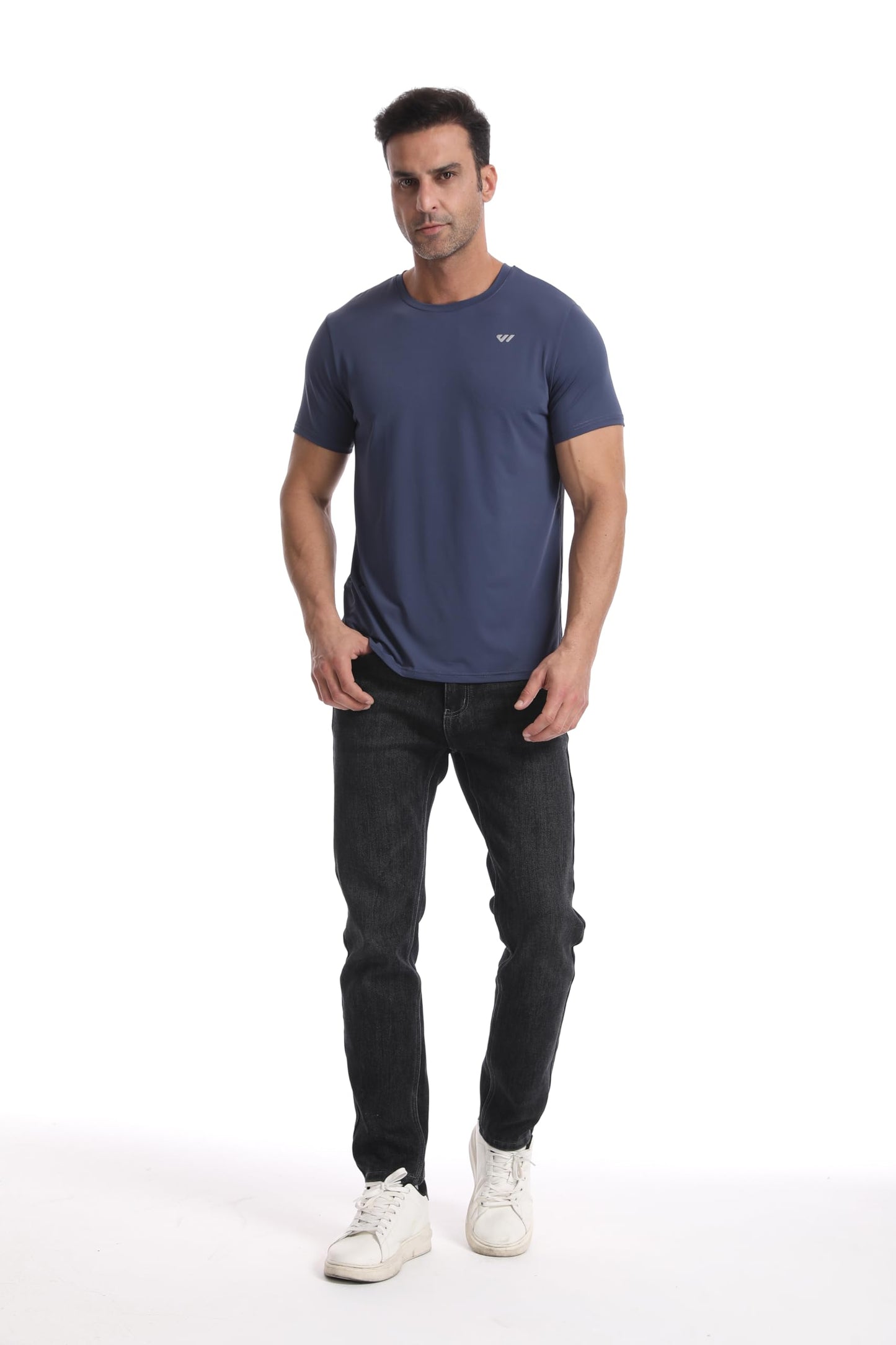 Wulibike Mens Active Wear Crew Neck Dry-Fit Breathable Running T Shirt Moisture Wicking Activewear Shirts 3 or 5 Pack