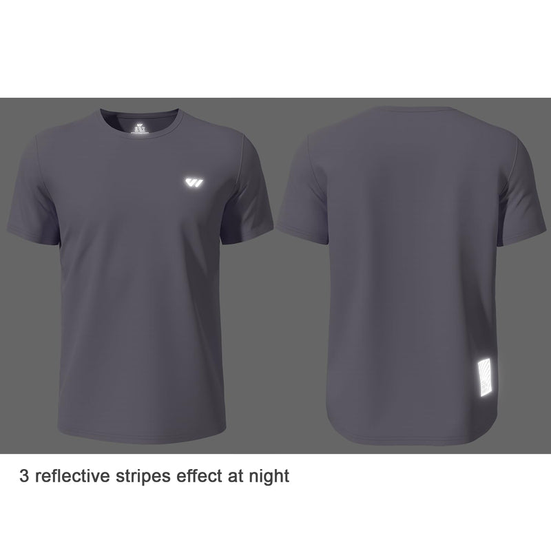 Wulibike Mens Active Wear Crew Neck Dry-Fit Breathable Running T Shirt Moisture Wicking Activewear Shirts 3 or 5 Pack