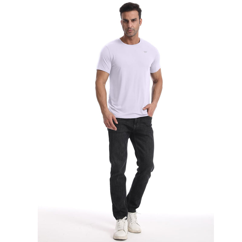 Wulibike Mens Active Wear Crew Neck Dry-Fit Breathable Running T Shirt Moisture Wicking Activewear Shirts 3 or 5 Pack