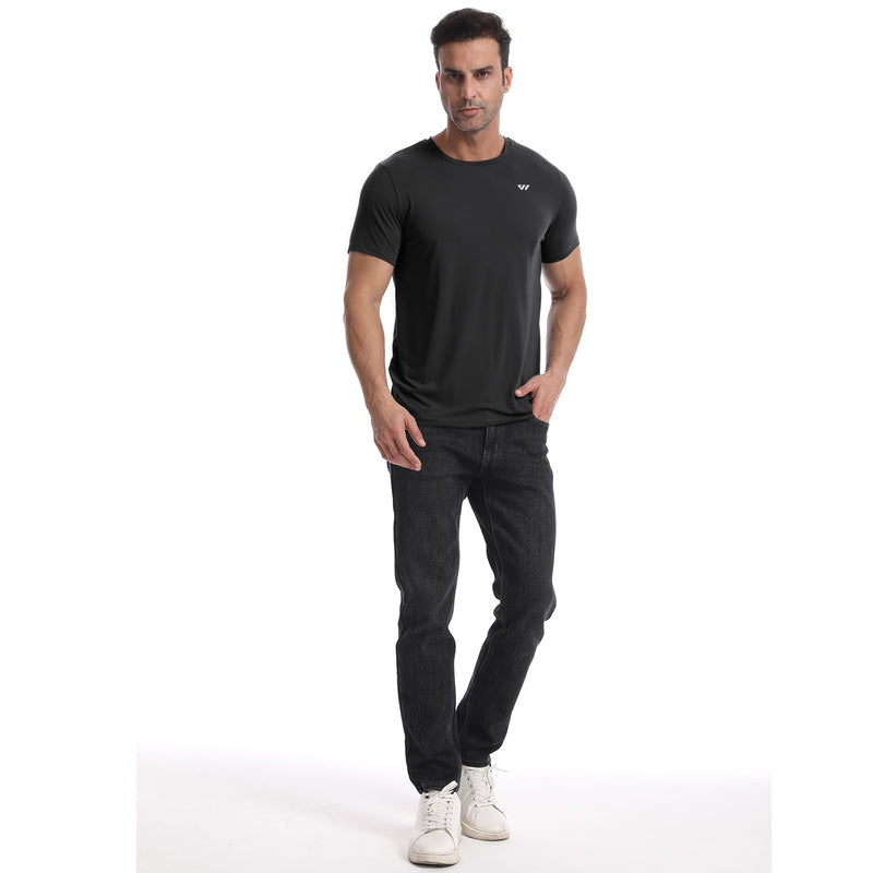 Wulibike Mens Active Wear Crew Neck Dry-Fit Breathable Running T Shirt Moisture Wicking Activewear Shirts 3 or 5 Pack