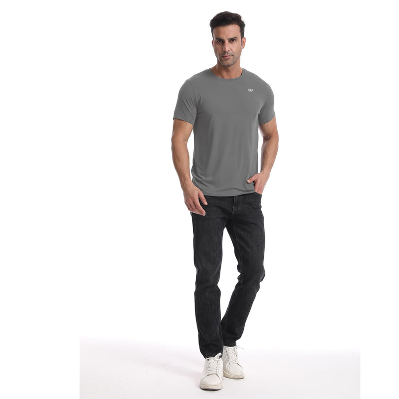 Wulibike Mens Active Wear Crew Neck Dry-Fit Breathable Running T Shirt Moisture Wicking Activewear Shirts 3 or 5 Pack