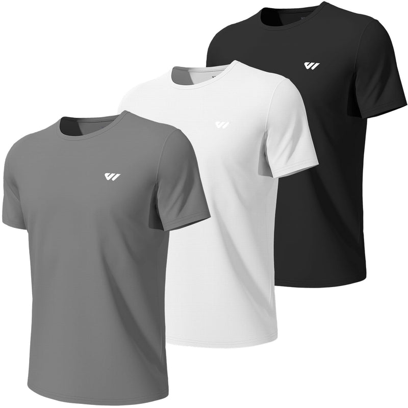 Wulibike Mens Active Wear Crew Neck Dry-Fit Breathable Running T Shirt Moisture Wicking Activewear Shirts 3 or 5 Pack