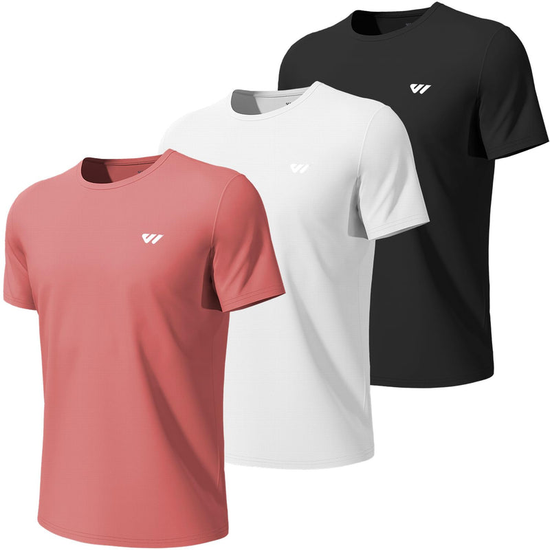 Wulibike Mens Active Wear Crew Neck Dry-Fit Breathable Running T Shirt Moisture Wicking Activewear Shirts 3 or 5 Pack