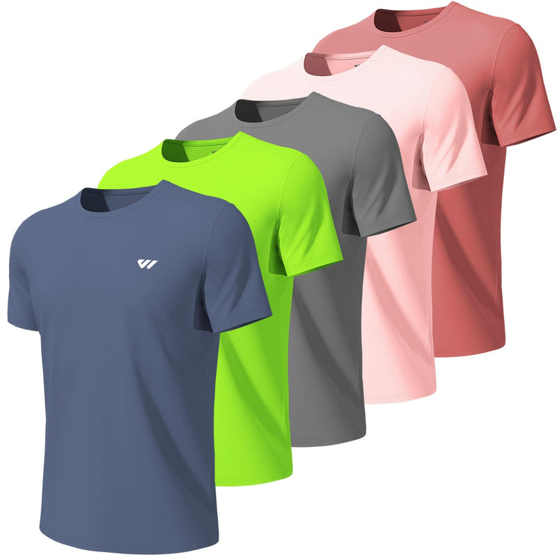 Wulibike Mens Active Wear Crew Neck Dry-Fit Breathable Running T Shirt Moisture Wicking Activewear Shirts 3 or 5 Pack