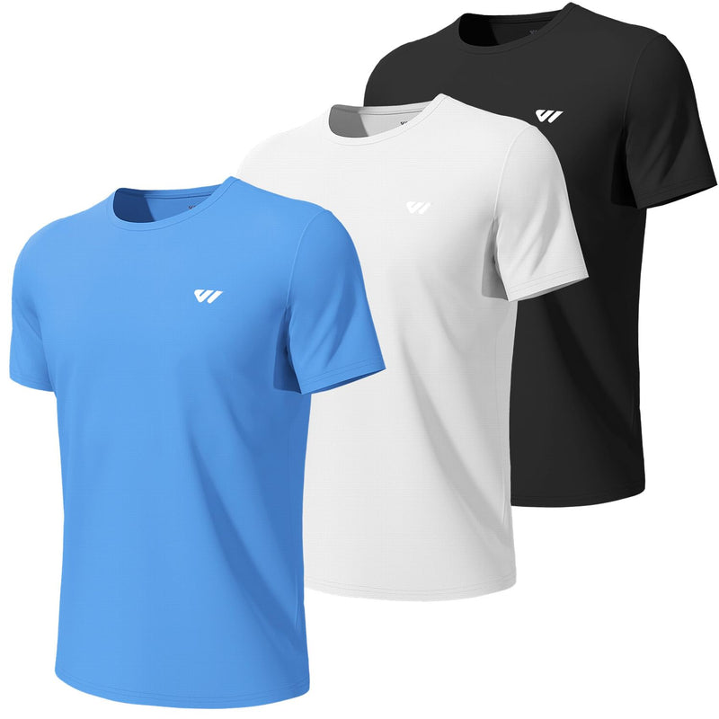 Wulibike Mens Active Wear Crew Neck Dry-Fit Breathable Running T Shirt Moisture Wicking Activewear Shirts 3 or 5 Pack