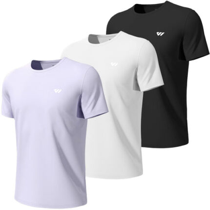 Wulibike Mens Active Wear Crew Neck Dry-Fit Breathable Running T Shirt Moisture Wicking Activewear Shirts 3 or 5 Pack